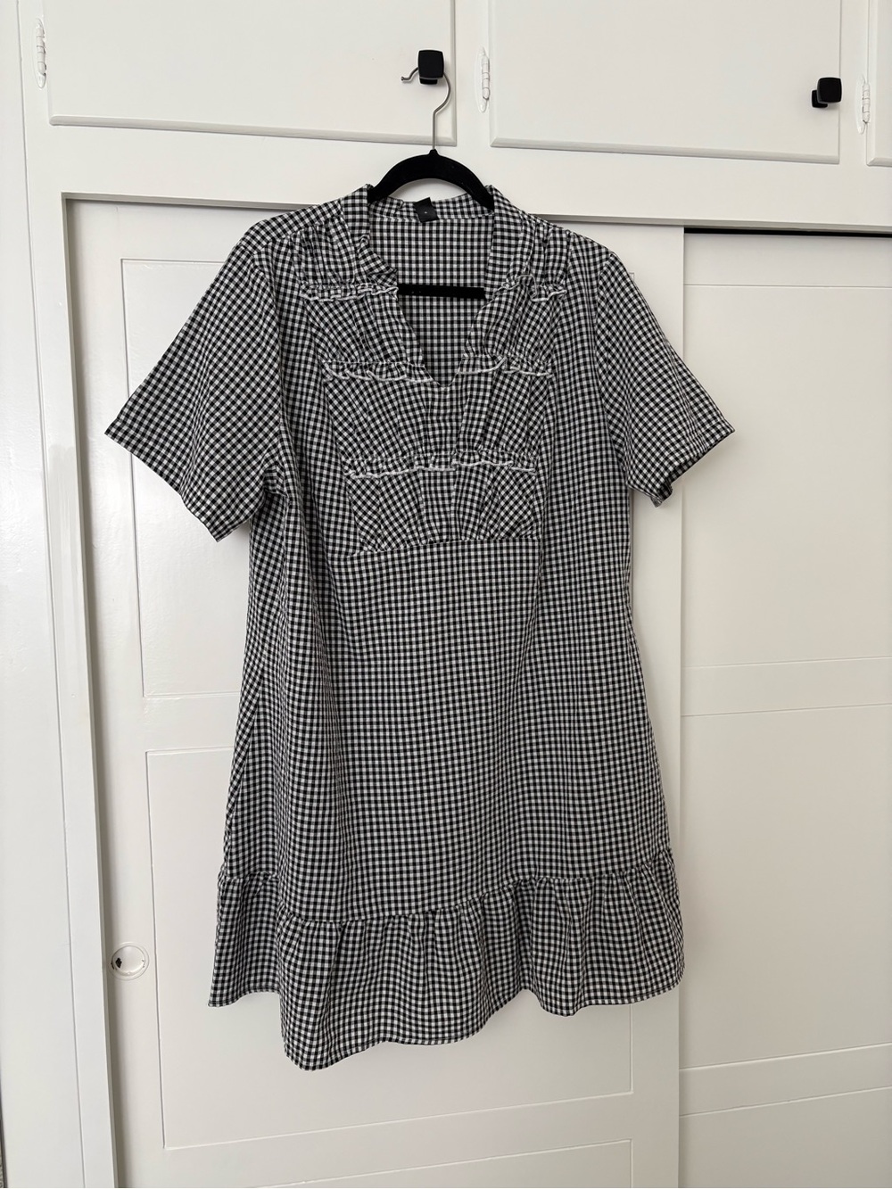 SHEIN Black & White Gingham Short Sleeve Dress